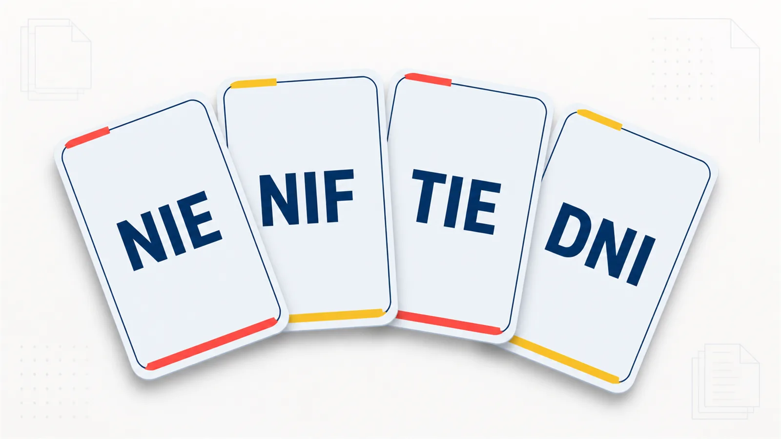 Spanish identification numbers compared side by side: NIE, NIF, DNI, TIE, NUSS and CIF